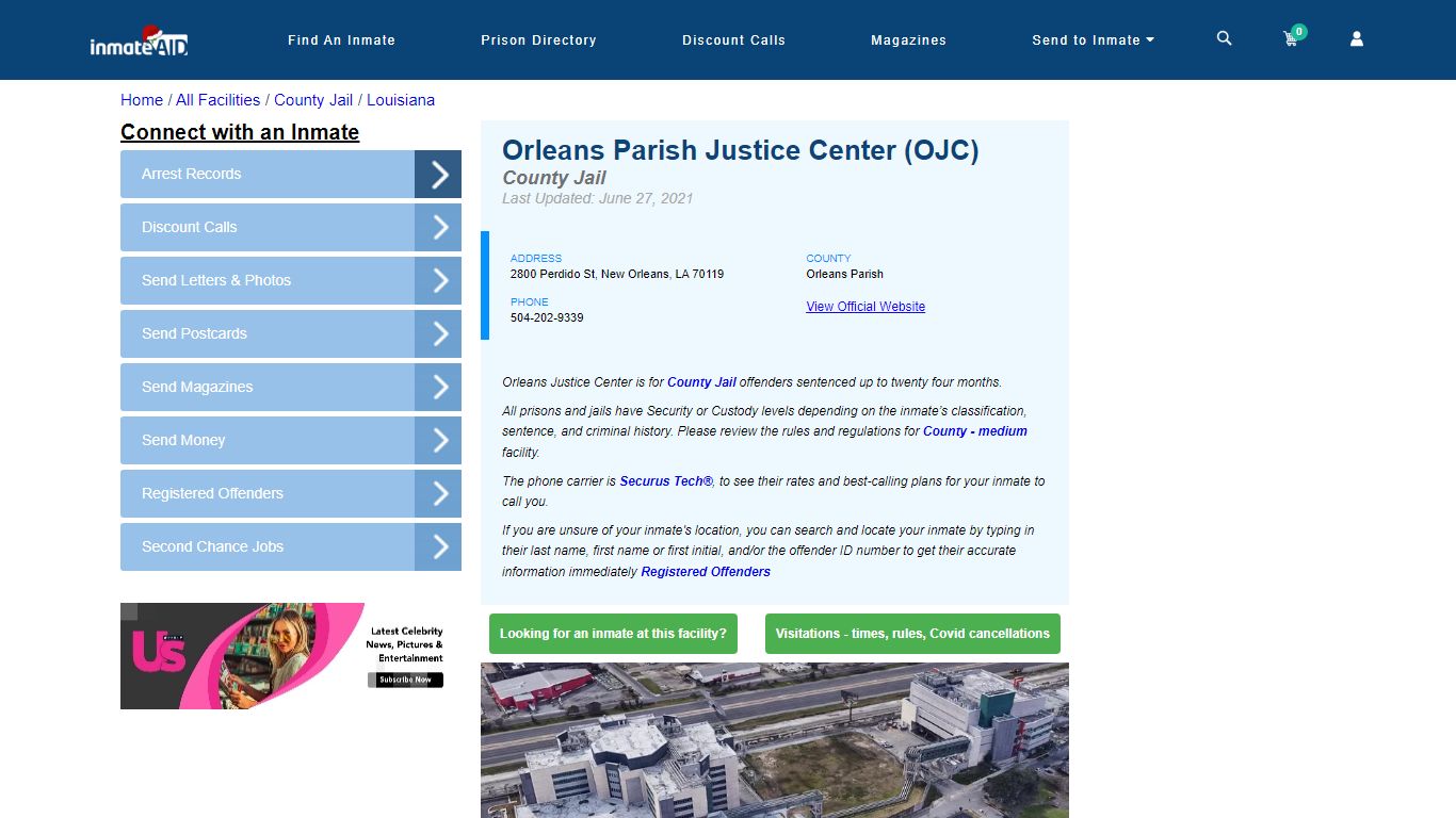 Orleans Parish Justice Center (OJC) - Inmate Locator - New Orleans, LA